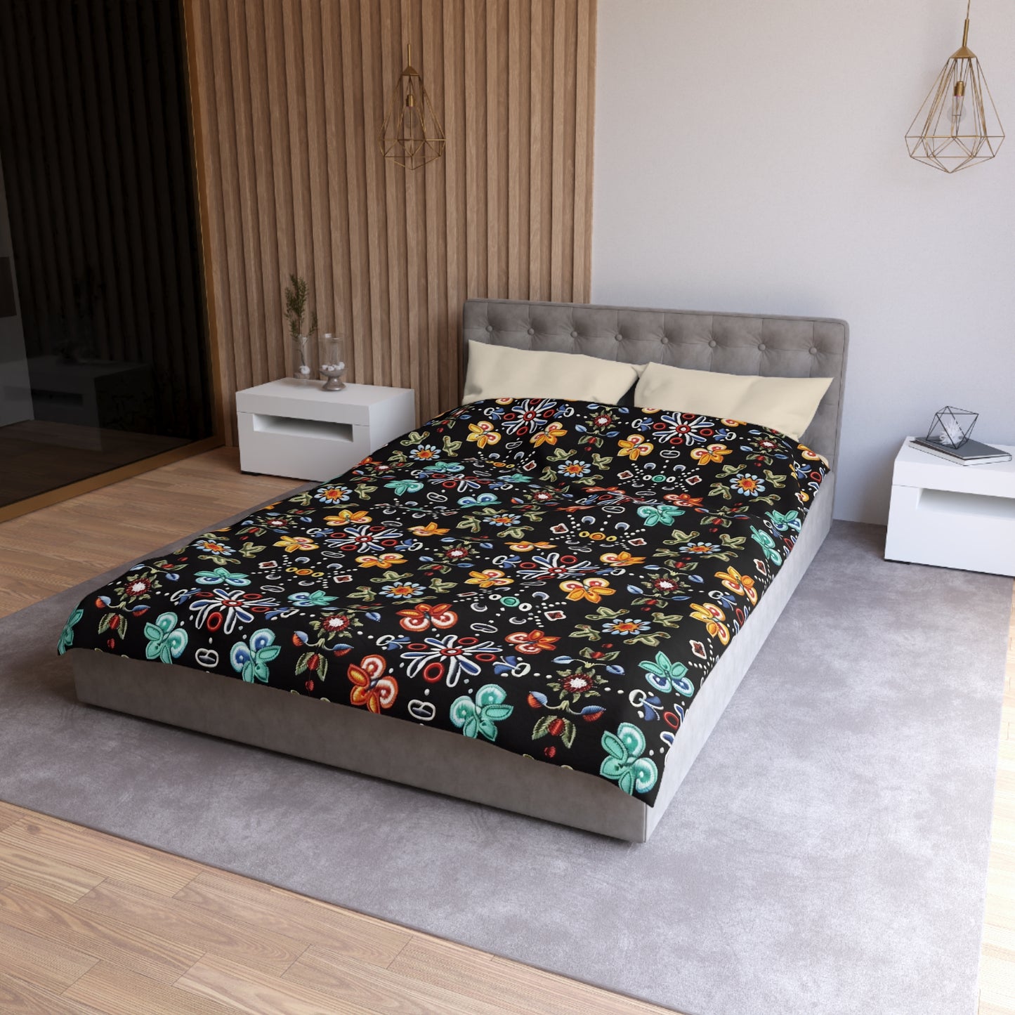 Vibrant Floral Microfiber Duvet Cover - Cozy Bedroom Decor