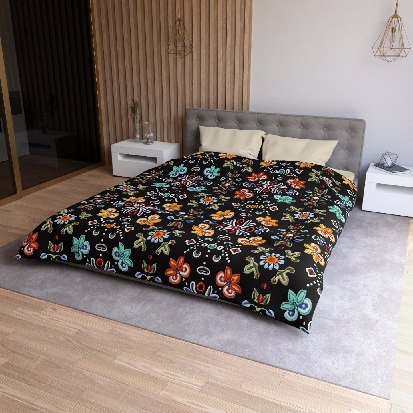 Vibrant Floral Microfiber Duvet Cover - Cozy Bedroom Decor