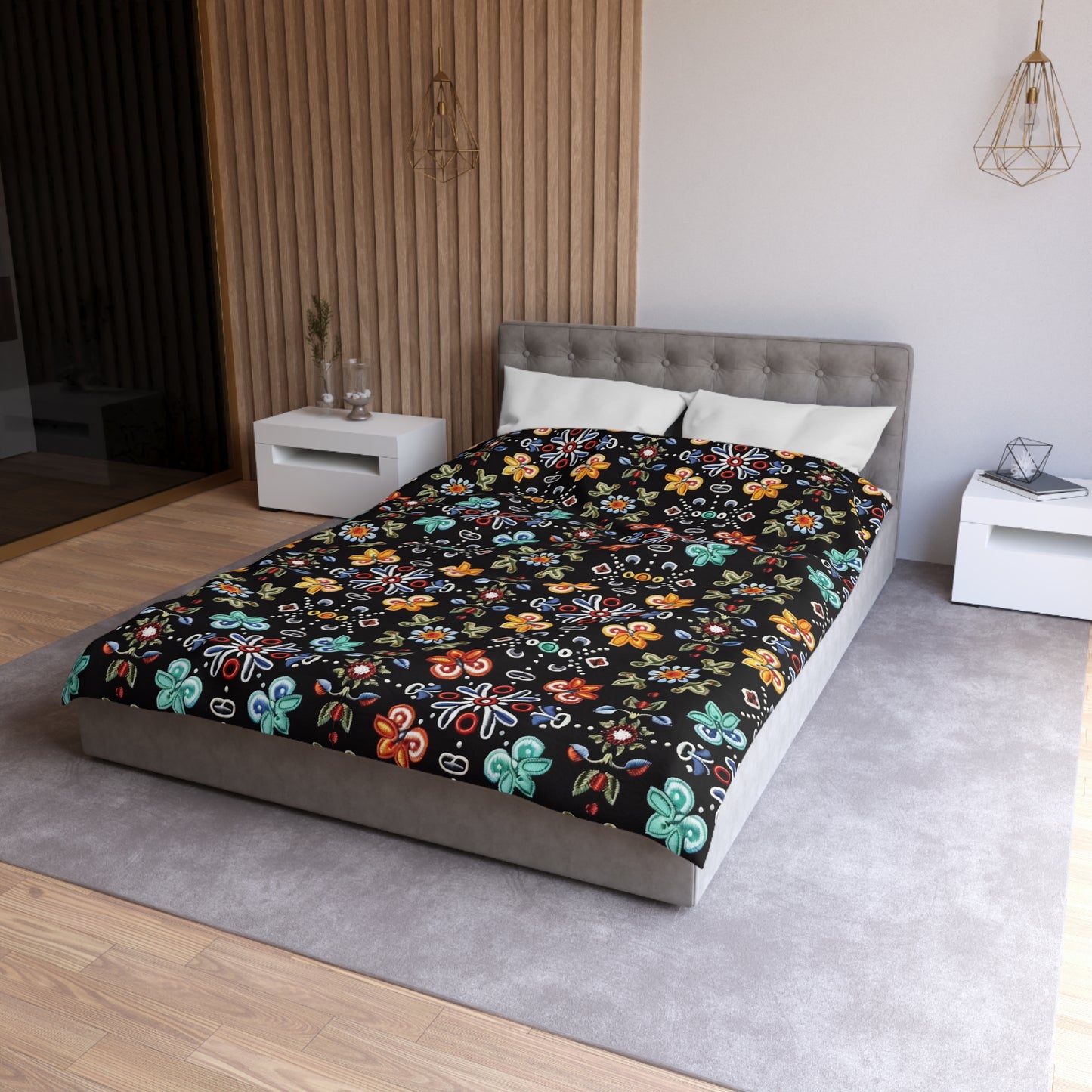 Vibrant Floral Microfiber Duvet Cover - Cozy Bedroom Decor