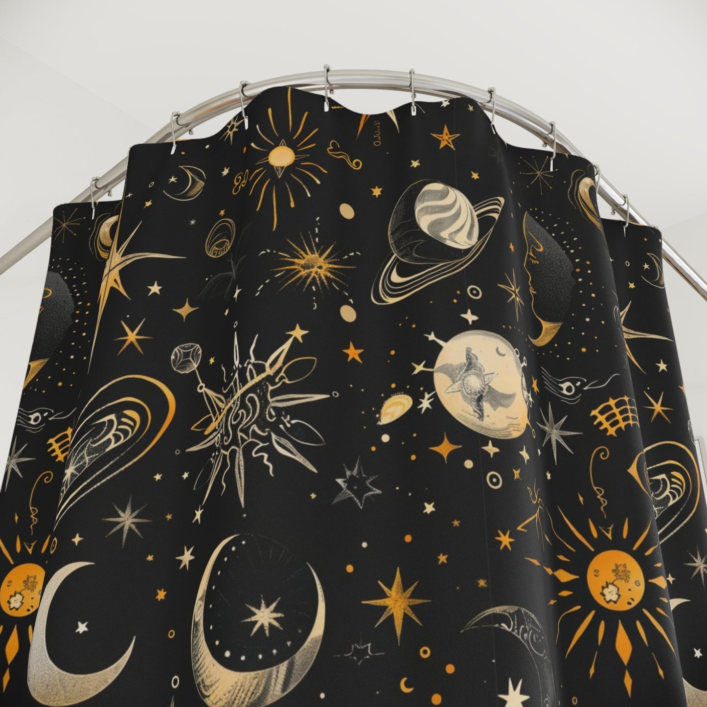 Cosmic Dreams Shower Curtain | Celestial Space Decor for Modern Bathrooms
